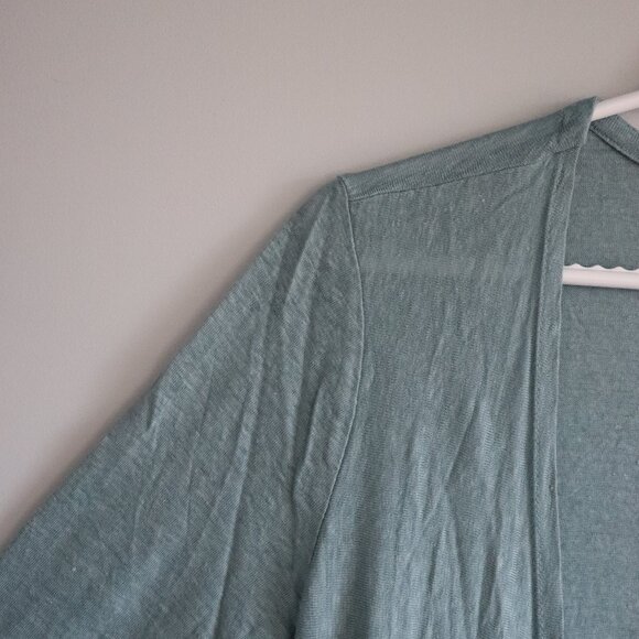 Tahari Womens Blue Sz M 100% Linen Open Front Lightweight Cardigan Sweater - Picture 3 of 9